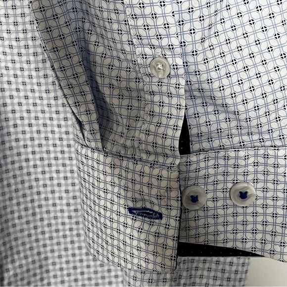 Construct Con.Struct White Blue Stretch Slim-Fit Dress Shirt - Picture 3 of 6